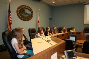 Safety Harbor Middle School students participate in a mock City Commission meeting. Courtesy: City of Safety Harbor.