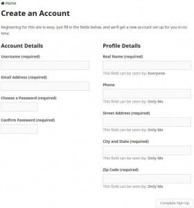 Create an Account Form
