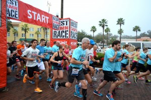 Runners kick off the Best Damn Race 5k in Safety Harbor on Saturday morning.