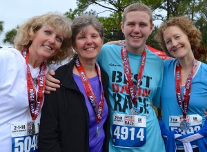 Mindy Crawford (2nd from L) ran the Best Damn Race 5k as part of her recovery from a stroke.