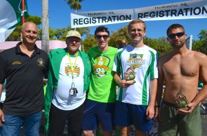 Karl Lounge (l) and Craig Davide with the Nolan's Pub 5K male winners.