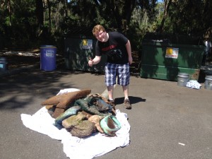 Some of the trash collected from Marshall Street park at the Eco Egg Hunt. Credit: Julie Inman.