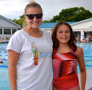 Sophie Goldsmith and her Team Suncoast WaterWorks coach Erin Ritz.