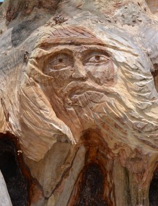 The face of Poseidon, God of the Sea, can be seen in the woodcarving.