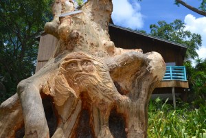 Woodcarving in front of Ben and Irma Cardosa's house on N. Bayshore Boulevard.