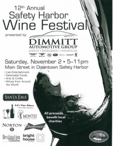This flyer for the 2013 wine Festival was included in Safety Harbor utility bills last fall.