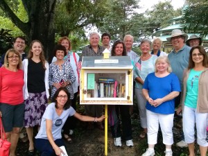The Little Free Library dedication at the John Wilson Park Gazebo.