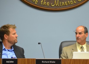 Cmmsr. Rick Blake and Mayor Andy Steingold Monday night.