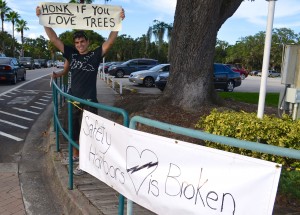 "Save the trees' protesters have been picketing outside the Safety Harbor Resort and Spa for weeks.