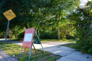 The site of an access road that will be shared by the City and Harborside Christian Church.