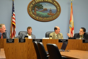 Safety Harbor City Commissioners discuss the tree ordinance and arborist issues Monday night.