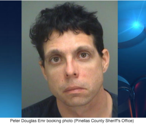 A screen shot of Peter Douglas Emr's Mug Shot from the Pinellas County Jail.