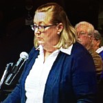 A screenshot of Shelly Shellenberg speaking at the Feb. 16, 2015 City Commission meeting.