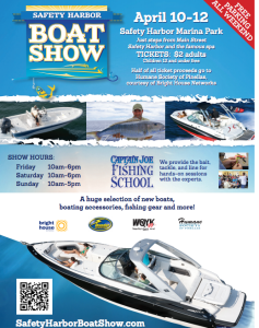 The Safety Harbor Boat Show is Friday, April 10 - Sunday, April 13 at the Safety Harbor Marina.