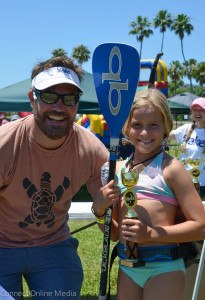 Girls SUP Surf Winner Kayleigh Sideris & Race Coordinator Rick Blake