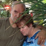 Steve and Pam Kautz console each other after the fire. Credit: Pam Traas