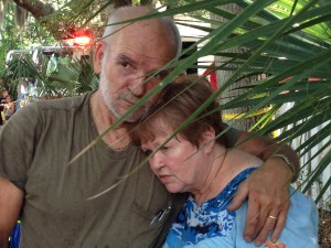 Steve and Pam Kautz console each other after the fire. Credit: Pam Traas