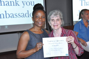 Donna Mack and Miss Sue at Rigby's Volunteer Awards Ceremony 2015