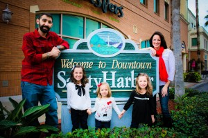 John and Kathy Leone and their kids in dowtown Safety Harbor last Christmas. Credit: Kathy Leone.