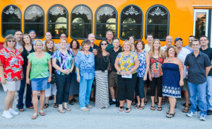 A handful of Merchants of Safety Harbor members rode the Jolley Trolley in August 2015.