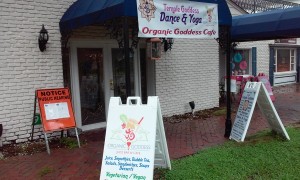 An orange "Public Hearing Notice" was placed outside of Gregory Cilmi's shop as a way of notifying him of his sign code violations. Credit: Gregory Cilmi.