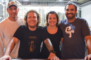 The Crooked Thumb Brewery crew (L-R): co-owners Kip Kelly and Travis Kruger, Regina Kruger and Kenjiro Tomita.