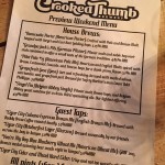 The Crooked Thumb beer menu on opening night.