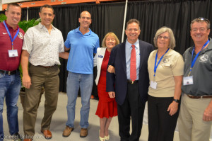 (L-R) City Manager Matt Spoor, City Commissioner Carlos Diaz, Mayor Andy Steingold, Mia and Mike Shaluly, City Commissioner Janet Hooper and City Commissioner Cliff Merz at the MasterCut Tools 30th anniversary luncheon.