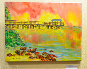 A Ben Cardoso painting of the Safety Harbor Marina pier.