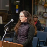 A screen shot of Sarah La Delpha at the January 19 City Commission meeting.