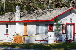 A stolen car crashed into this house in downtown Safety Harbor in the early morning hours on Wednesday, Feb. 10, 2016.