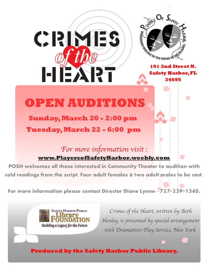 Crimes of the Heart Auditions Flyer 2016