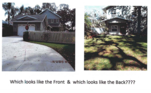 An slide provided by Alex and Linda Stearns showing the front and back of their home in downtown Safety Harbor.