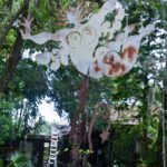 An example of Dino Kotopoulis' metal sculpture work sits in the yard of his Safety Harbor home.