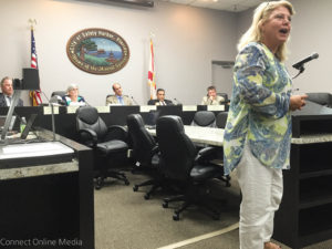 Safety Harbor resident Sue Zinkel speaks at the City Commission meeting on Monday, August 15, 2016.