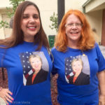 Daughter Sheila and mom Vicki Halley show their support for Hillary Clinton outside the Safety Harbor Community Center.