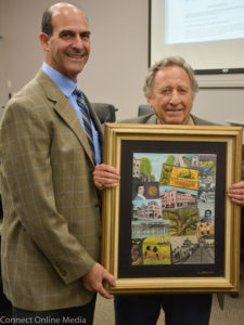 Mayor Andy Steingold and artist Stu Dwork. 